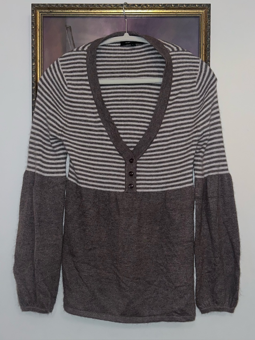 BCBG Maxazria - Brown Stripped Wool Blend Sweater